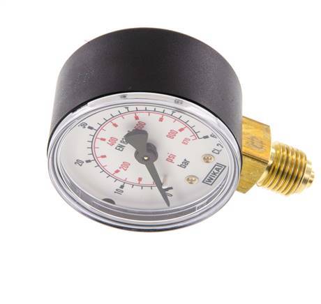 0..60 Bar Manometer Onderaansluiting Kunststof/Messing 50 mm Klasse 2.5