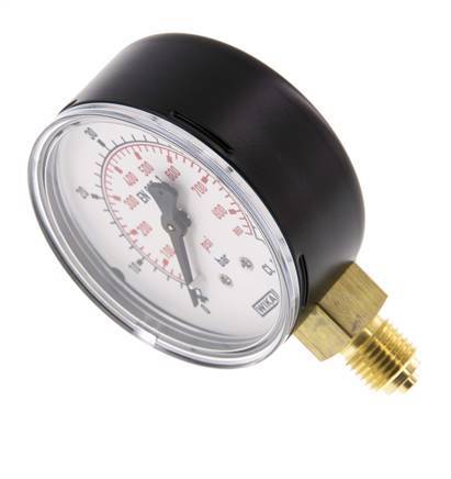 0..60 Bar Manometer Onderaansluiting Staal/Messing 63 mm Klasse 1.6