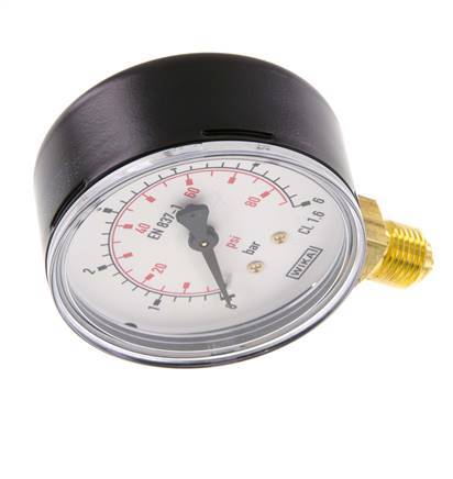 0..6 Bar Manometer Onderaansluiting Staal/Messing 63 mm Klasse 1.6
