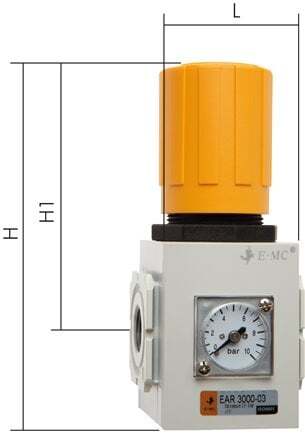 Pressure Regulator G3/8'' 2500 l/min 0.5-9.0bar/7-130psi Aluminium EMC 3A