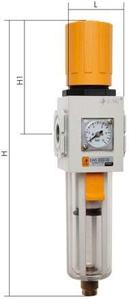 Filter-Regulator G3/8'' 1900 l/min 0.5-9.0bar/7-130psi Semi-Auto Double-Walled Plastic EMC 3A