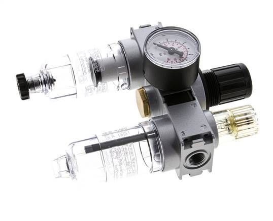 FRL 3-Delig G1/4'' 750l/min 0.2-6.0bar/3-87psi Semi-Auto 40 mm Manometer Polycarbonaat Multifix 0