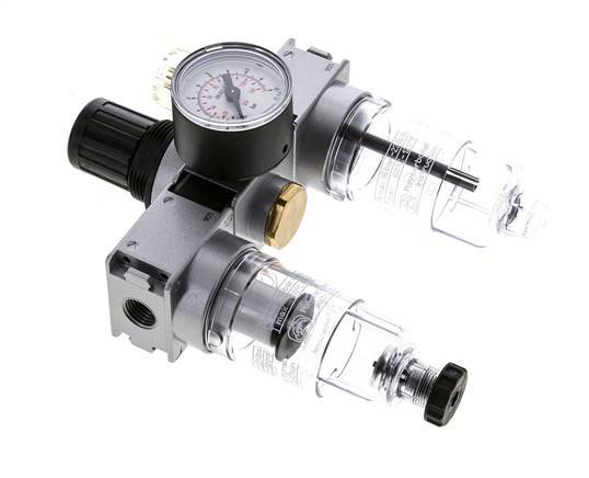 FRL 3-Delig G1/4'' 750l/min 0.2-6.0bar/3-87psi Semi-Auto 40 mm Manometer Polycarbonaat Multifix 0