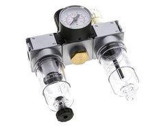 FRL 3-Delig G1/4'' 750l/min 0.2-6.0bar/3-87psi Semi-Auto 40 mm Manometer Polycarbonaat Multifix 0