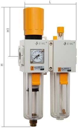 FRL G1/4'' 800l/min 0.5-9.0bar/7-130psi Handmatig Kunststof EMC 2A