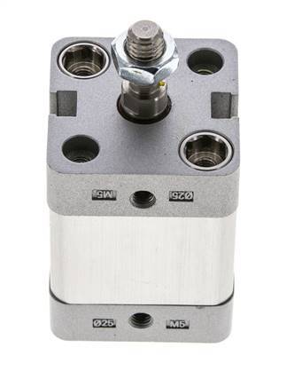 ISO 21287 Compacte Dubbelwerkende Cilinder 25-15mm - Magnetisch - Mannelijke Stang