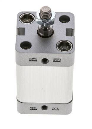 ISO 21287 Compacte Dubbelwerkende Cilinder 25-25mm - Magnetisch - Mannelijke Stang