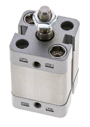 ISO 21287 Compacte Enkelwerkende Cilinder 20-15mm - Magnetisch - Mannelijke Stang