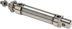 ISO 6432 Ronde Dubbelwerkende Cilinder 20-10mm - Magnetisch - RVS - Buitendraad - Dubbele stang