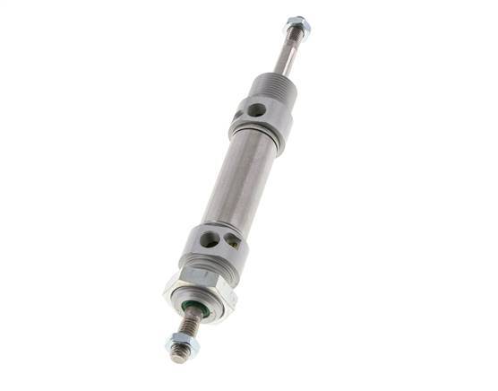 ISO 6432 Round Double Acting Cylinder 20-25mm - Magnetic - Damping - Male Threaded - Double Rod