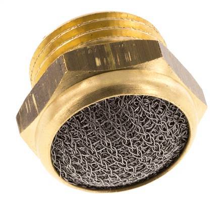 G1/2'' Messing Compacte Pneumatische Geluiddemper 1.4301 Draadgaas [2 Stuks]