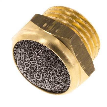 G1/2'' Messing Compacte Pneumatische Geluiddemper 1.4301 Draadgaas [2 Stuks]