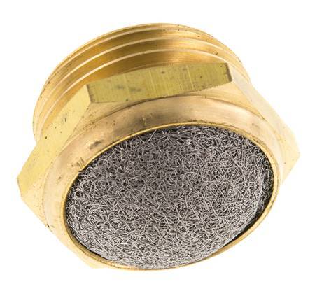 G1'' Messing Compacte Pneumatische Geluiddemper 1.4301 Draadgaas