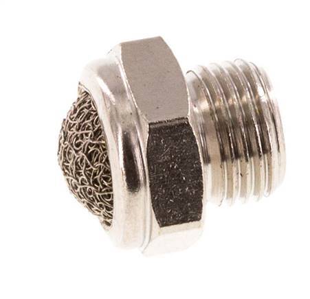 G1/8'' Vernikkeld Messing Compact Pneumatische Geluiddemper 1.4301 Draadgaas [10 Stuks]