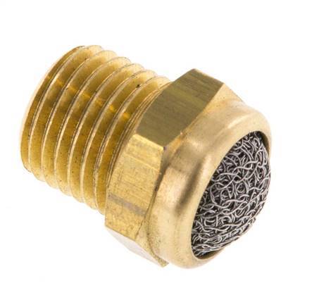 NPT 1/4'' Brass Compact Pneumatic Muffler 1.4301 Wire Mesh [5 Pieces]