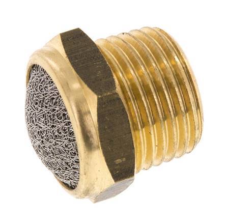 NPT 1/2'' Brass Compact Pneumatic Muffler 1.4301 Wire Mesh [2 Pieces]