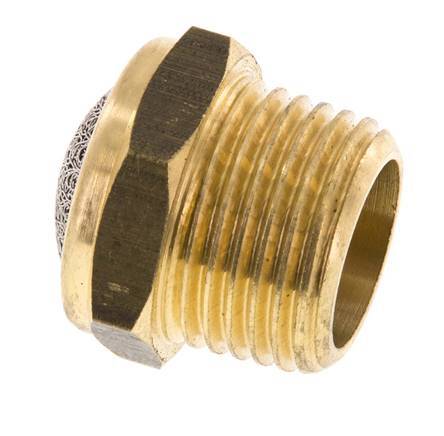 NPT 1/2'' Brass Compact Pneumatic Muffler 1.4301 Wire Mesh [2 Pieces]