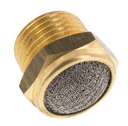 NPT 1/2'' Messing Compacte Pneumatische Geluiddemper 1.4301 Draadgaas [2 Stuks]