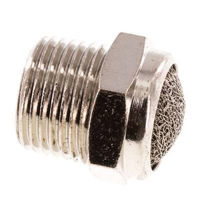NPT 3/8'' Vernikkeld Messing Compact Pneumatische Geluiddemper 1.4301 Draadgaas [2 Stuks]
