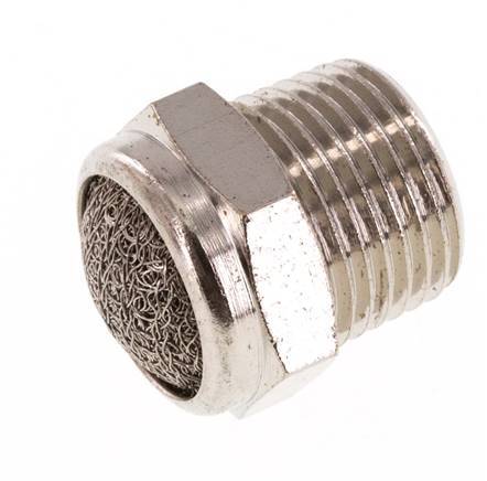 NPT 3/8'' Vernikkeld Messing Compact Pneumatische Geluiddemper 1.4301 Draadgaas [2 Stuks]