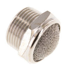 NPT 3/4'' Nickel-Plated Brass Compact Pneumatic Muffler 1.4301 Wire Mesh