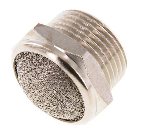 NPT 3/4'' Vernikkeld Messing Compact Pneumatische Geluiddemper 1.4301 Draadgaas