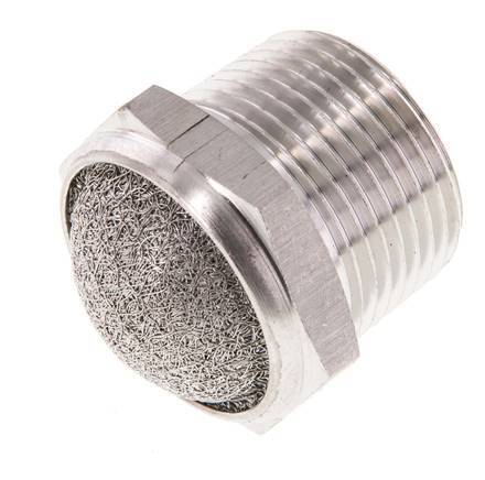 NPT 3/4'' Stainless Steel Compact Pneumatic Muffler 1.4301 Wire Mesh