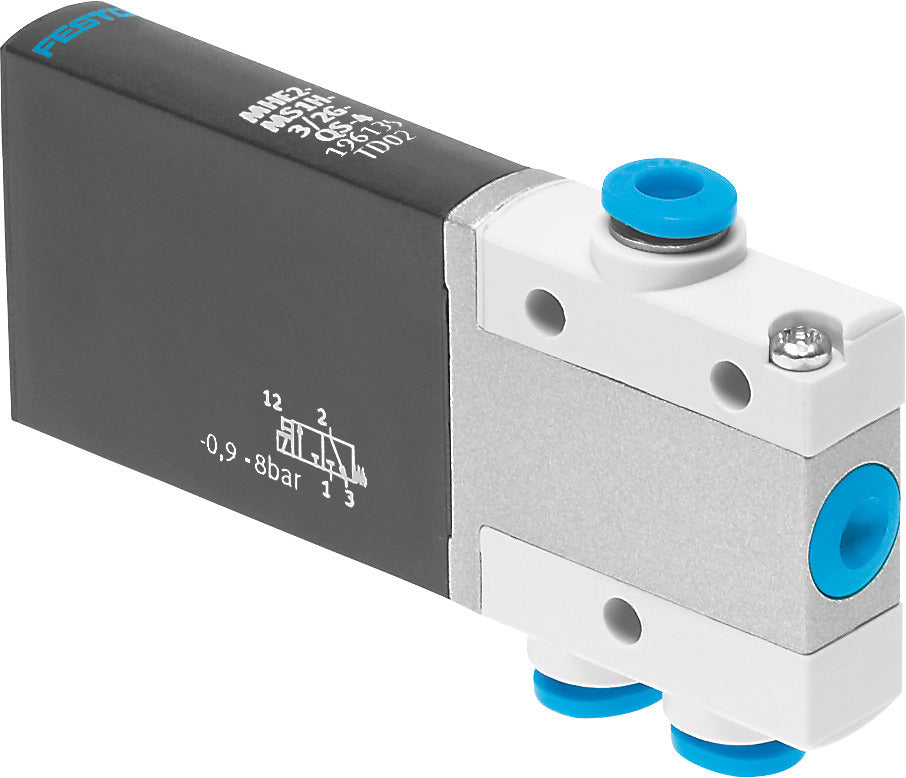 Festo 3/2 NC Monostabiel Lucht Magneetventiel QS-4 100l/min -0.9 - 8bar/-13 - 116psi - 196135