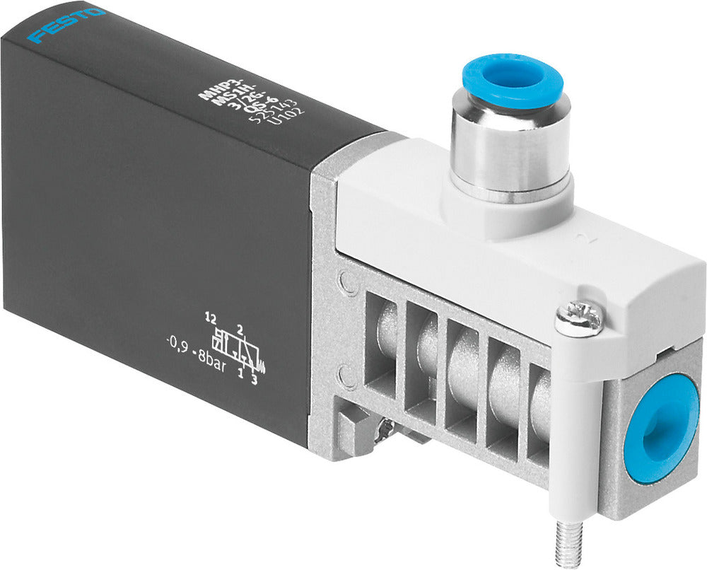 Festo 3/2 NC Monostabiele Lucht Magneetventiel Aansluitplaat 200L/Min -0.9 - 8Bar/-13 - 116Psi - 525142