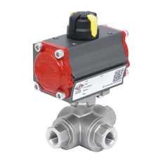 Rp 2'' T-Port 3-Weg Pneumatische RVS Kogelkraan Veer-Openend