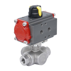 Rp 1-1/2'' L-Port 3-Weg Pneumatische RVS Kogelkraan Dubbelwerkend