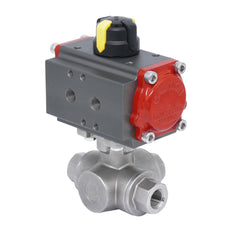 Rp 1-1/2'' L-Port 3-Weg Pneumatische RVS Kogelkraan Dubbelwerkend