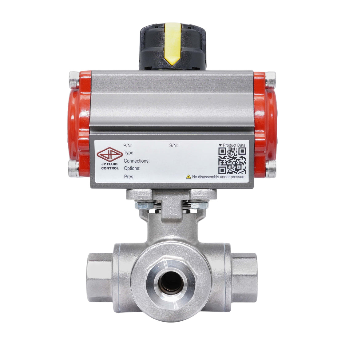 Rp 1-1/2'' L-Port 3-Weg Pneumatische RVS Kogelkraan Dubbelwerkend