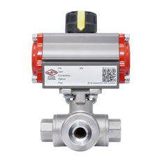 Rp 1-1/2'' T-Port 3-Weg Pneumatische RVS Kogelkraan Veer-Sluitend