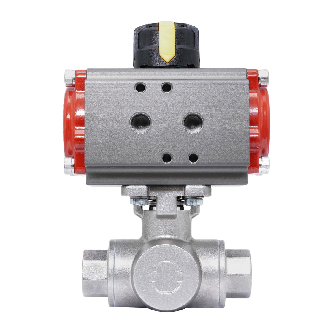 Rp 1-1/2'' L-Port 3-Weg Pneumatische RVS Kogelkraan Dubbelwerkend