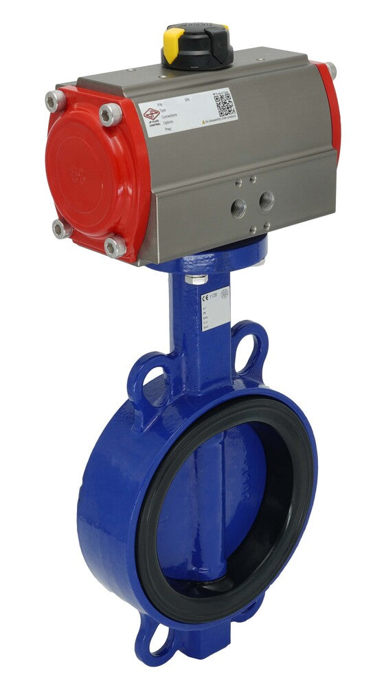 Pneumatic Butterfly Valve DN150 (6 inch) Wafer Cast Iron Stainless Steel EPDM Spring Opening