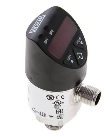 0 tot 1.6bar Roestvrij Staal Wika Electronic Drukschakelaar G1/4'' 1VDC IO-Link 4-pins M12-connector