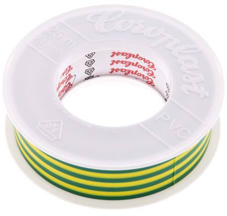 Elektrische Isolatietape Vde-Getest 25mm/25m Groen Geel