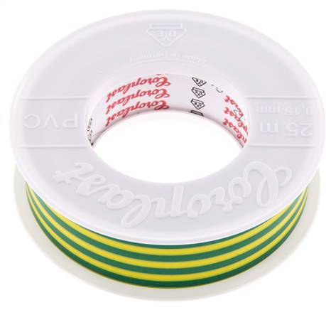 Elektrische Isolatietape Vde-Getest 25mm/25m Groen Geel