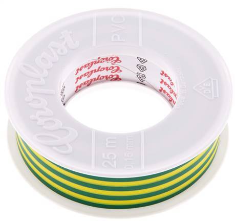 Elektrische Isolatietape Vde-Getest 25mm/25m Groen Geel
