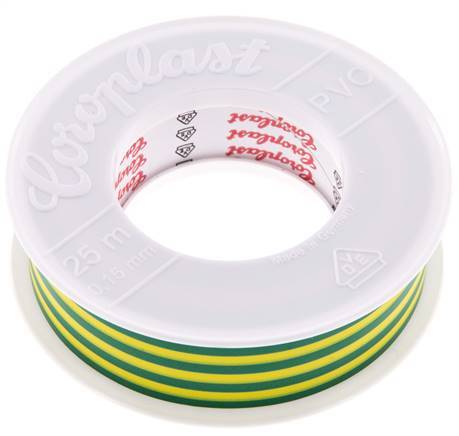 Elektrische Isolatietape Vde-Getest 25mm/25m Groen Geel