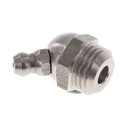 Haakse Hydraulische Smeernippel RVS R 1/4 Inch DIN 71412