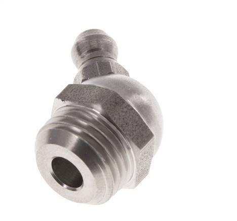 Haakse Hydraulische Smeernippel RVS R 1/4 Inch DIN 71412