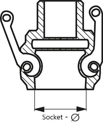 Camlock DN 15 (1/2'') Koppeling RvsR 1/2'' met buitendraad Type B MIL-C-27487