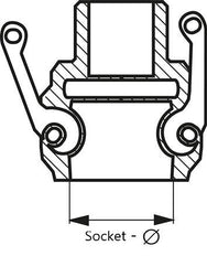 Camlock DN 40 (1 1/2'') Veiligheid Koppeling RVS met slangpilaar (38 mm) Type C MIL-C-27487