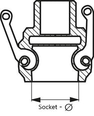 Camlock DN 32 (1 1/4'') Stainless Steel Safety Coupling R 1 1/4'' Male Thread Type B MIL-C-27487