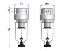 Filter 5microns G1/8'' 800l/min Semi-Auto Polycarbonaat Standaard 0