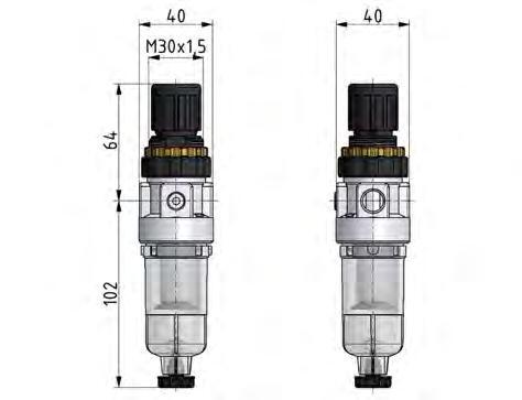 Filter-Regelaar G1/4'' 350l/min 0.5-16.0bar/7-232psi Standard 0