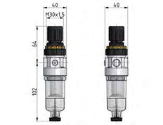 Filter-Regelaar G1/4'' 350l/min 0.5-16.0bar/7-232psi Standard 0