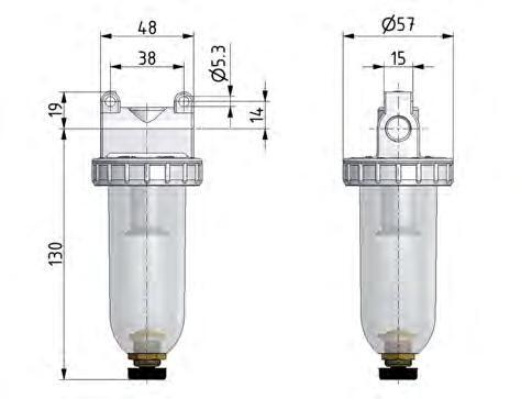 Filter 5microns G3/8'' 800l/min Semi-Auto Metal Standaard 1